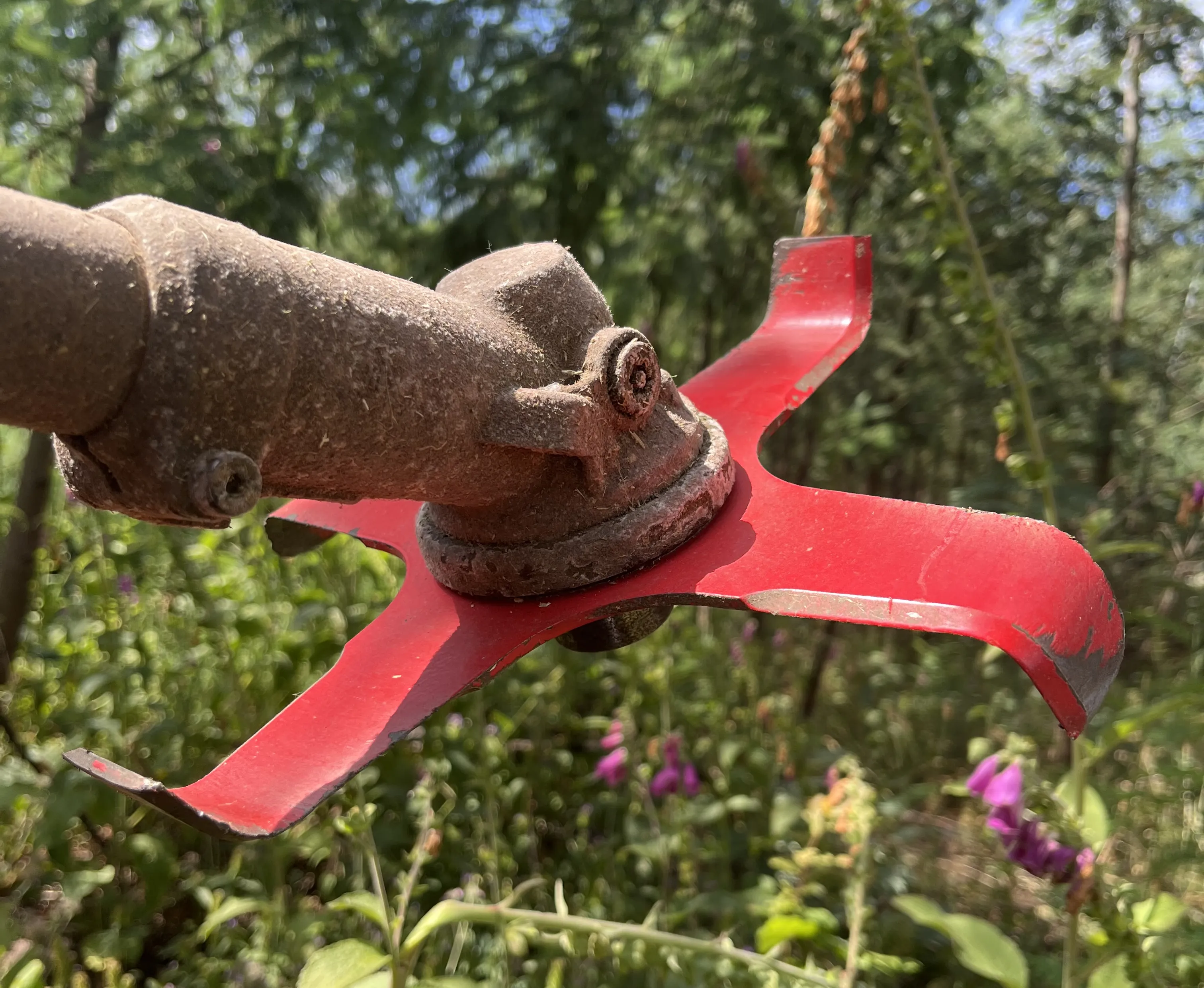 Corte omnidirecional 360° do disco de roçadora MasterCut para corte de silvas